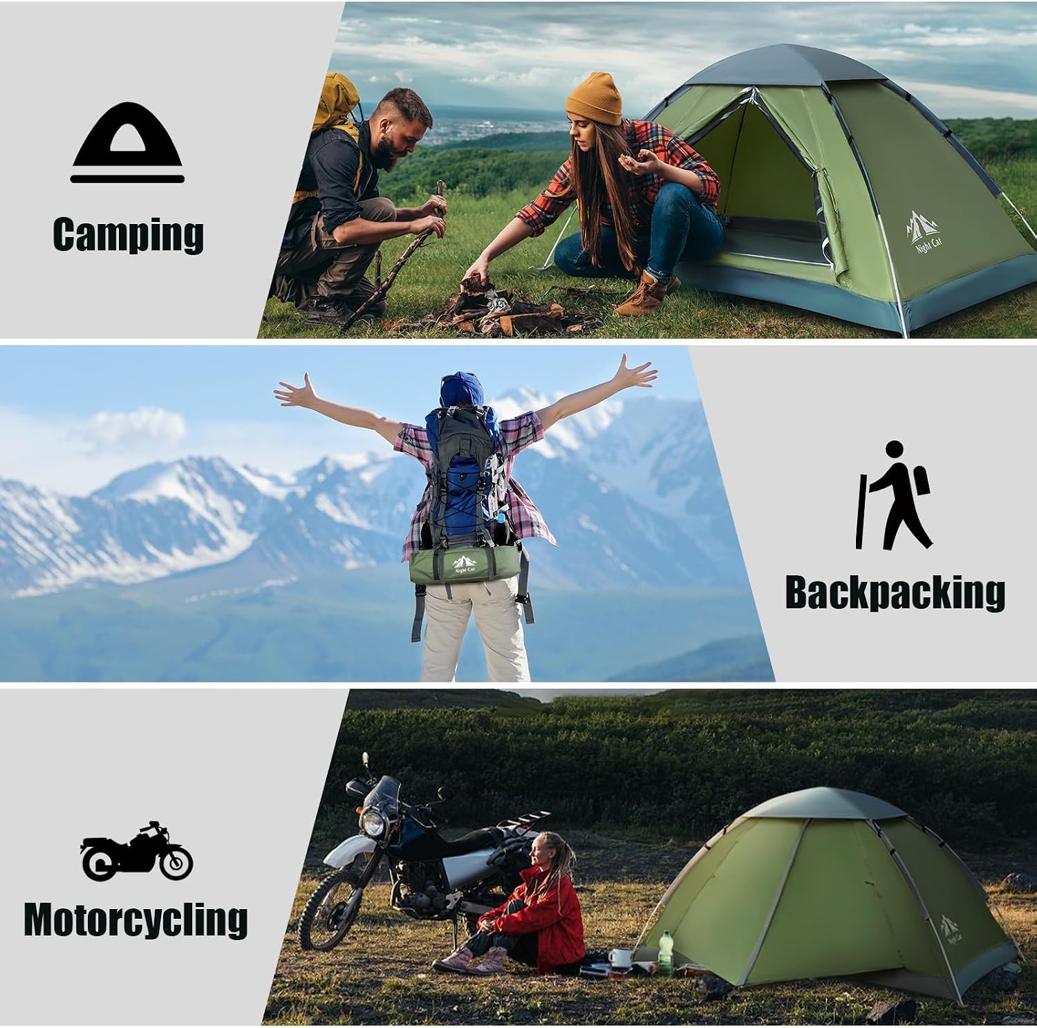 Backpacking Tent for One 1 to 2 Persons Lightweight Waterproof Camping Hiking Tent for Adults Kids Scouts Easy Setup