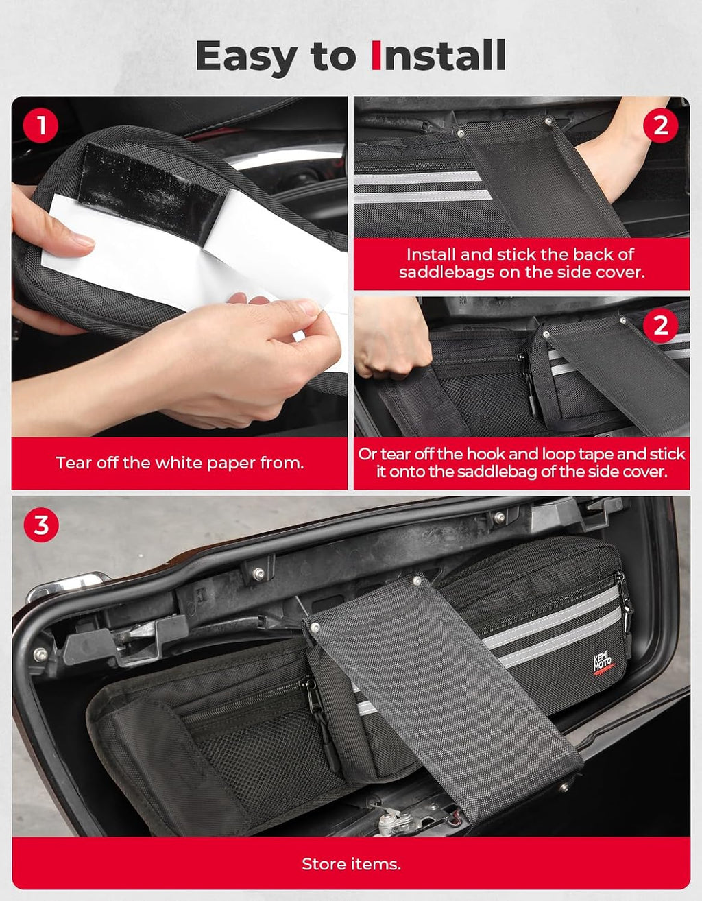 Upgraded Saddlebag Lid Organizers 2 Pack | Compatible with Touring 1980-2024 2025 for Street Glide Road King Road