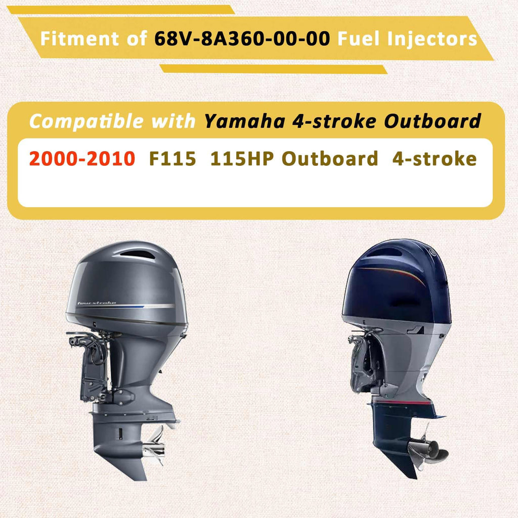 Compatible with/Yamaha 2000-2010 F115 115HP Outboard Fuel Injectors