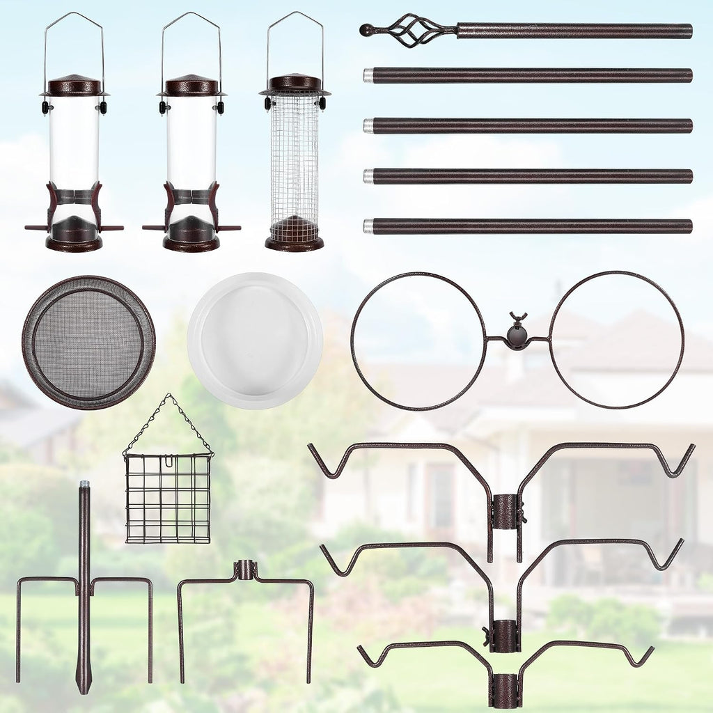 Bird Feeding Station Kit, 94 Inch Bird Feeder Pole for Outdoors