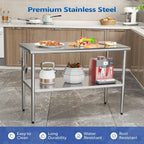 48'' x 24'' Stainless Steel Table for Prep & Work,Commercial Worktables & Workstations, NSF Heavy Duty Metal Table