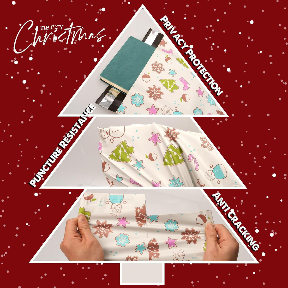 Christmas Poly Mailer 10x13 Inch 100 Pcs, Christmas Elements