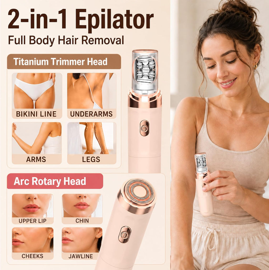 2026 Womens Facial Hair Remover, Upper Lip Hair Removal for Women, 2-in-1 Face Epilator Rechargeable, Built-in Led