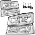 Headlights with High/Low Beam Bulbs for 2003-2007 Chevy Silverado