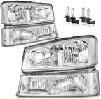 Headlights with High/Low Beam Bulbs for 2003-2007 Chevy Silverado