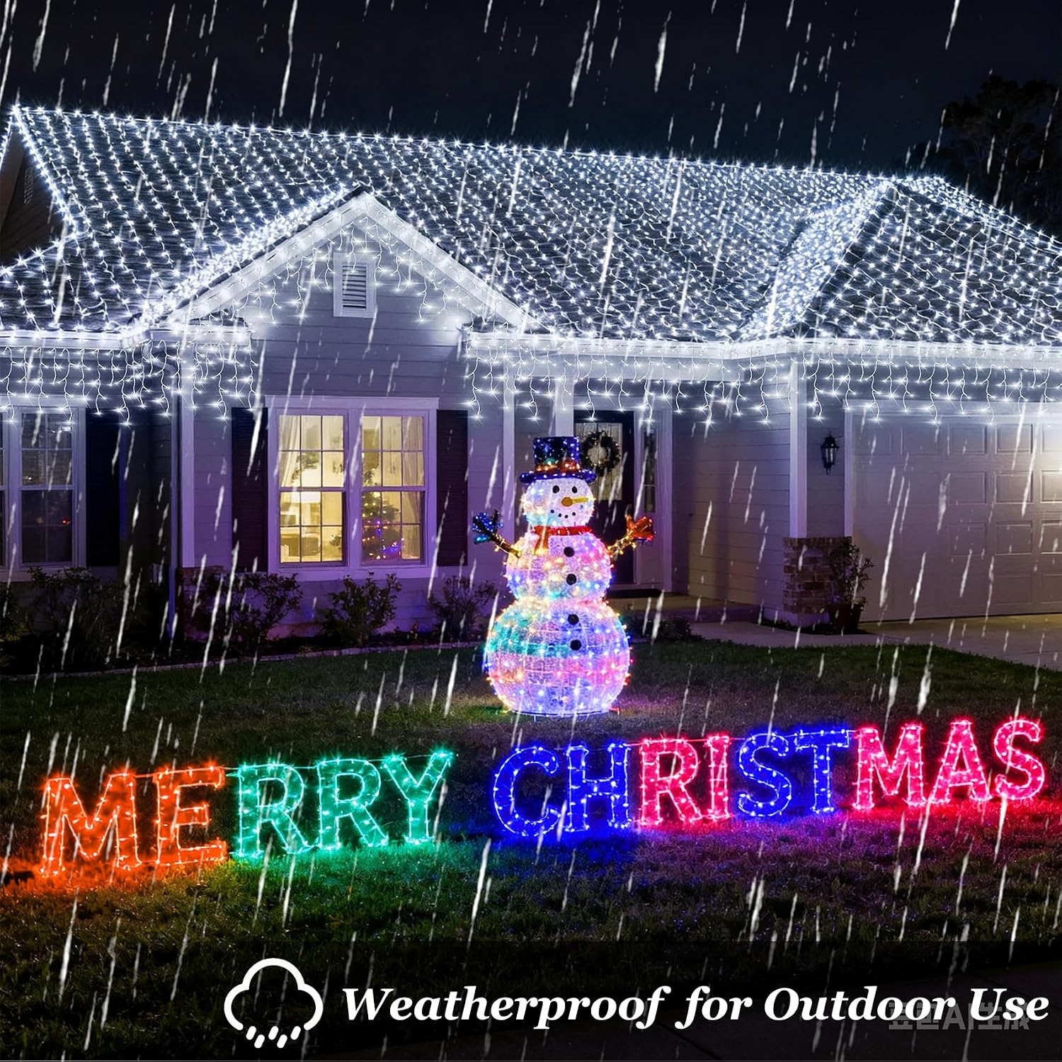 Christmas Icicle Lights Outdoor 66FT 670 LED Drops Cool White | Dimmable, 12 Light Styles, Memory Timer, Waterproof