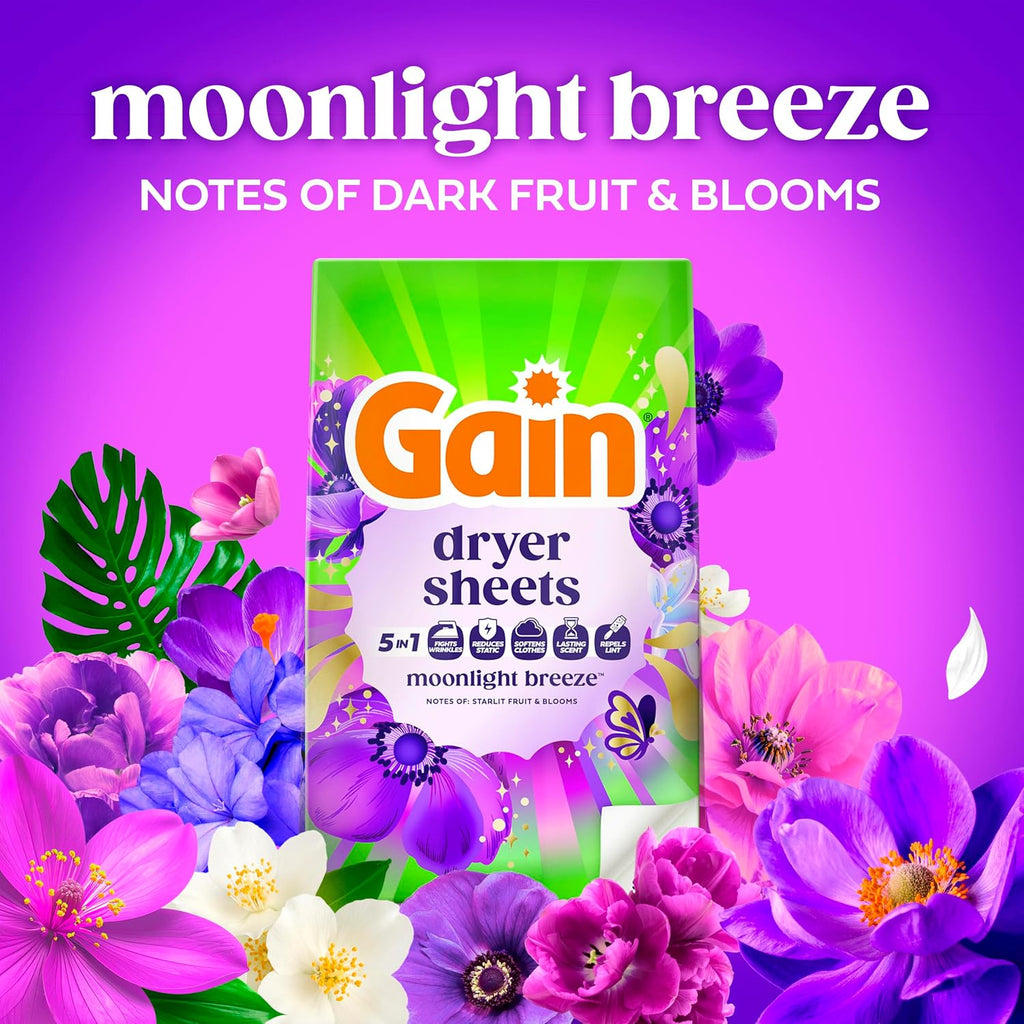 Laundry Dryer Sheets, Fabric Softener Anti Static Sheets, Moonlight Breeze Scent, 240 Count (Packaging May Vary)