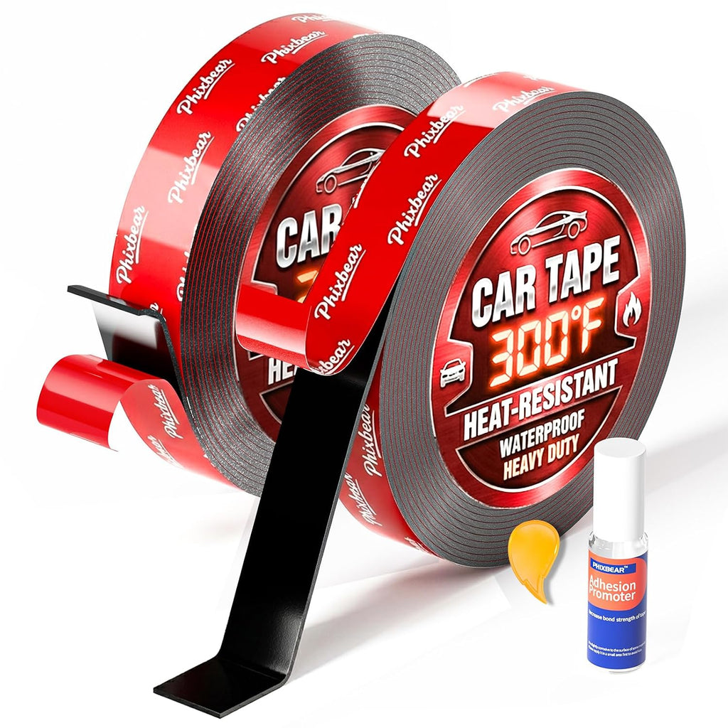 2 Rolls Car Double Sided Tape High Temperature Resistant Heavy Duty, 19.7 Ft X 0.6 ", Strong Adhesion and