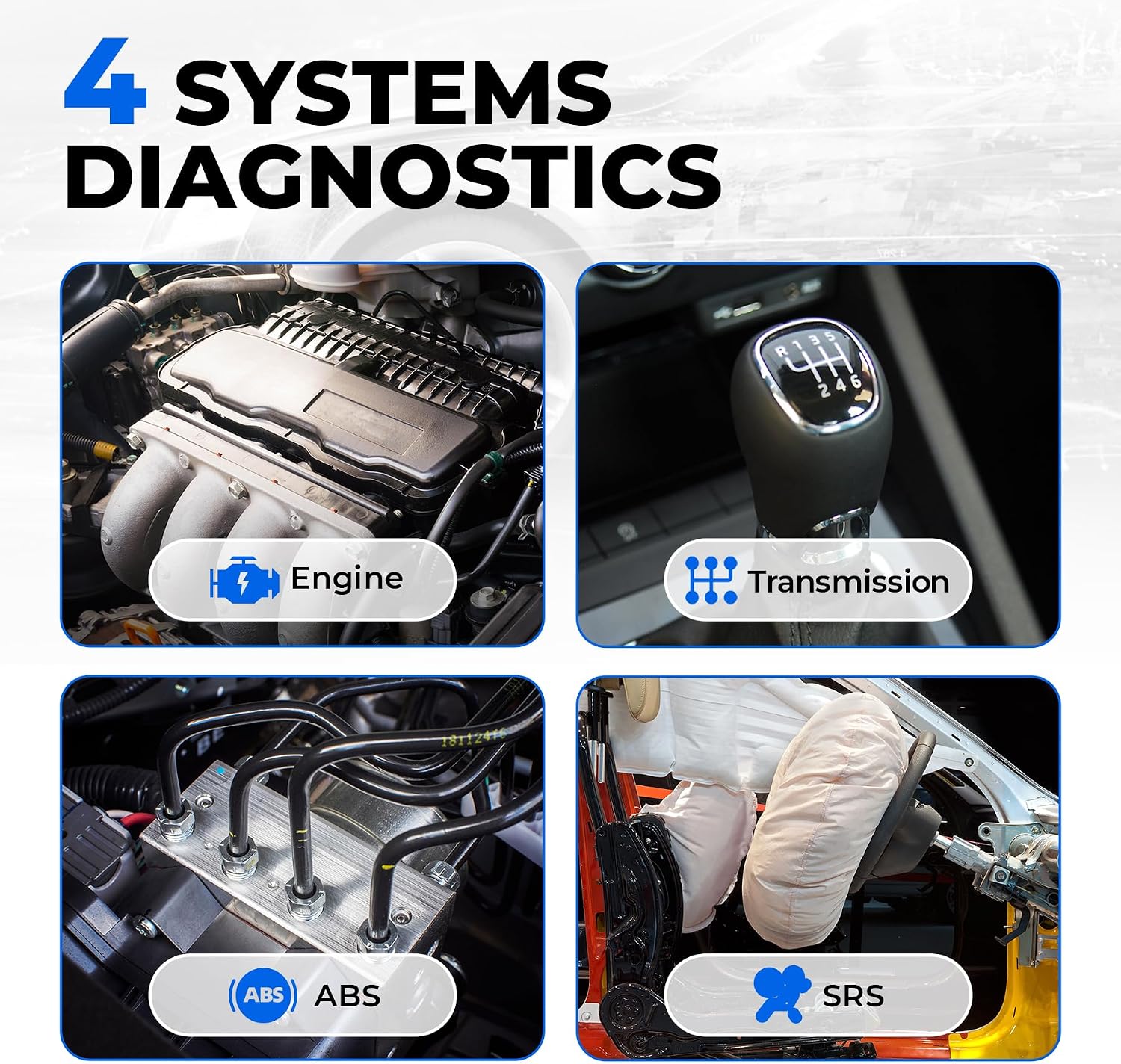 AD500 OBD2 Scanner Car Diagnostic Tool, Engine ABS SRS Transmission | Oil SAS Throttle TPMS BMS EPB Reset, AutoVIN