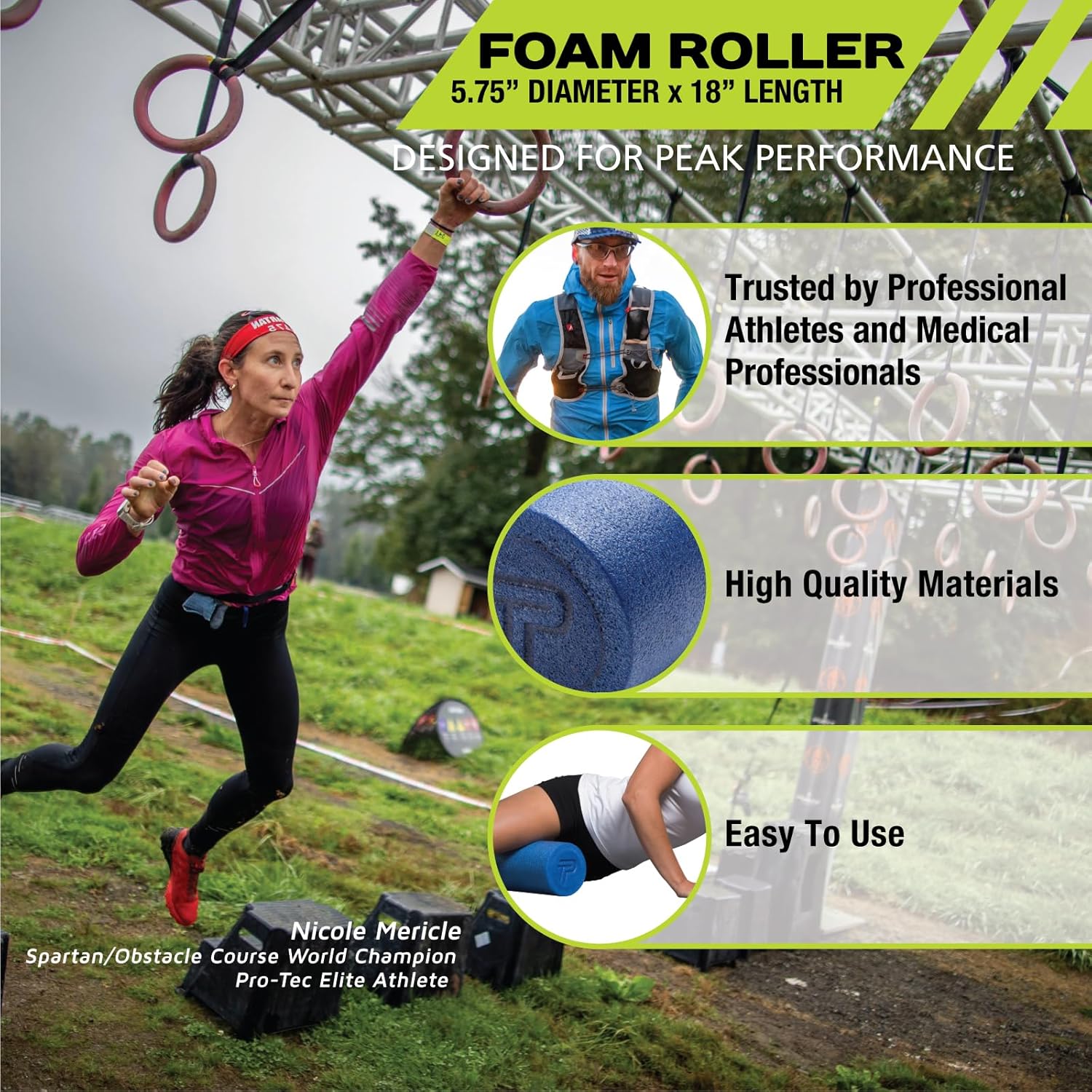 Foam Roller, Deep Tissue Massage Roller for Recovery, Therapy, Flexibility, Circulation, and Muscle Release
