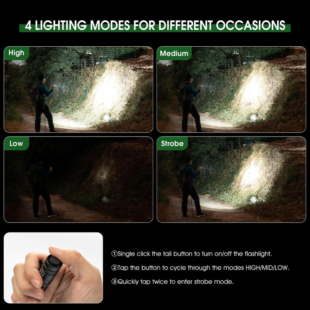 Rechargeable Flashlights 1200 Lumens EDC Flashlight, AA Pocket Flashlight High Lumens with Clip, Super Bright Small