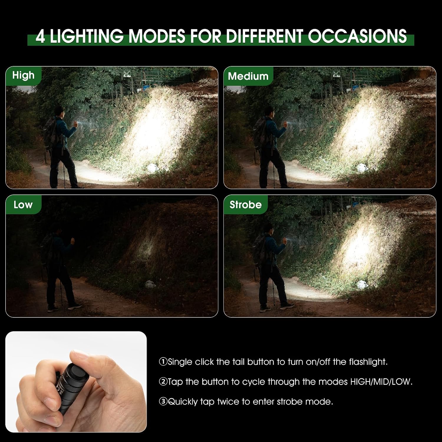 Rechargeable Flashlights 1200 Lumens EDC Flashlight, AA Pocket Flashlight High Lumens with Clip, Super Bright Small