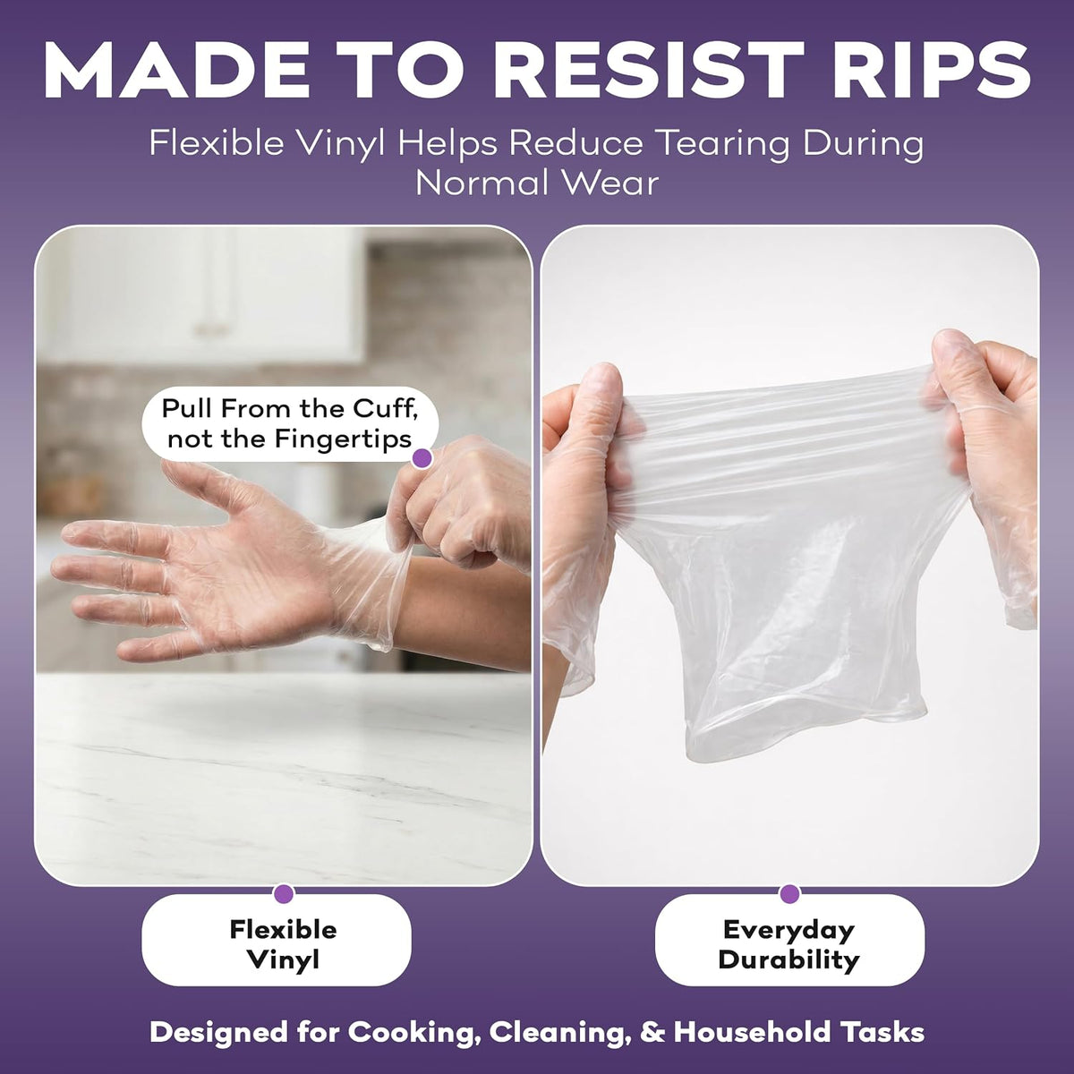 Clear Vinyl Disposable Gloves - Powder & Latex Free Kitchen Glove