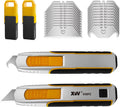 Dual Blade Safety Utility Knife Auto Retractable Box Cutter with Blade Storage, Extra 10 PCS Utility Blades & 10 PCS