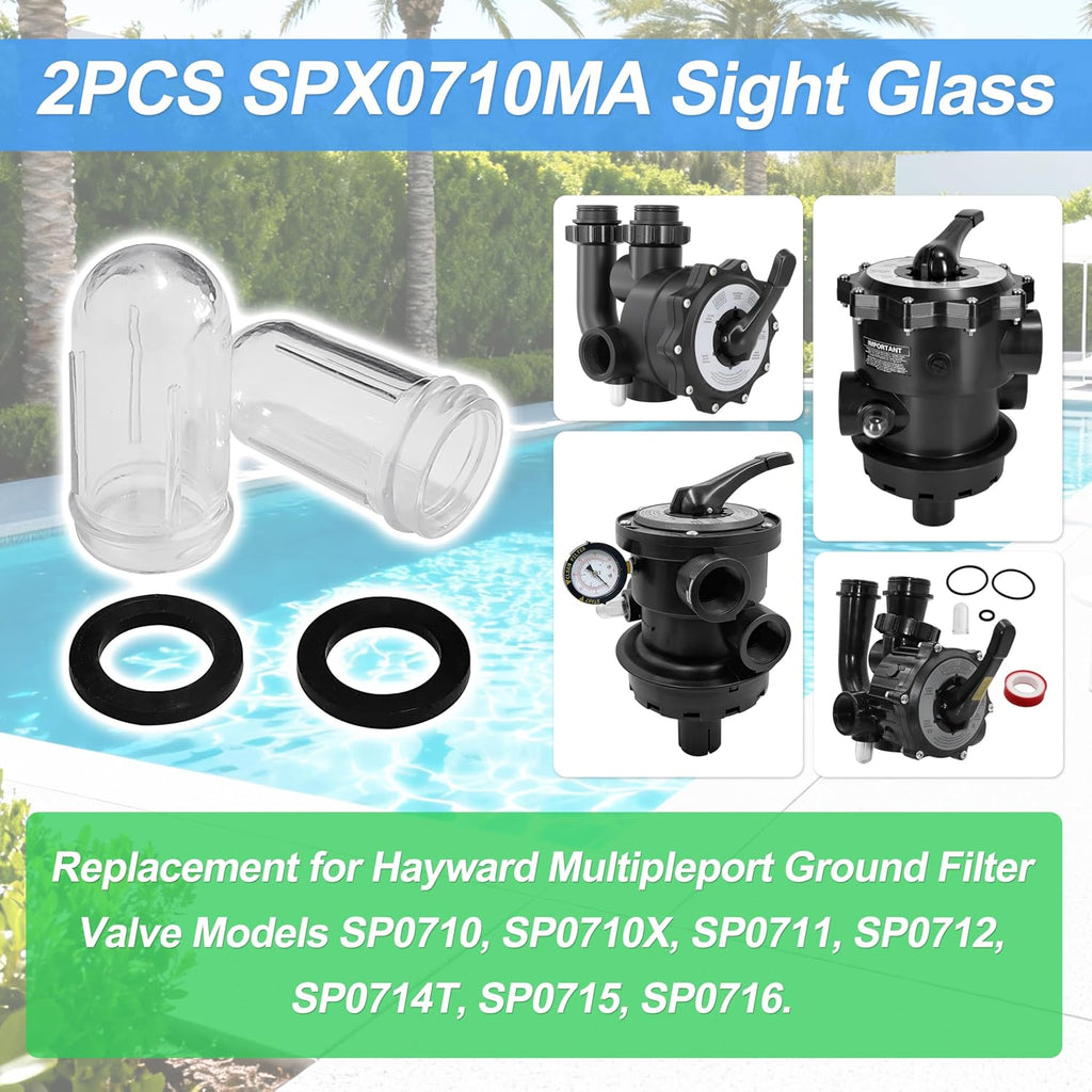 2 Pack SPX0710MA Sight Glass Replacement for Hayward SP0710 Series Valve