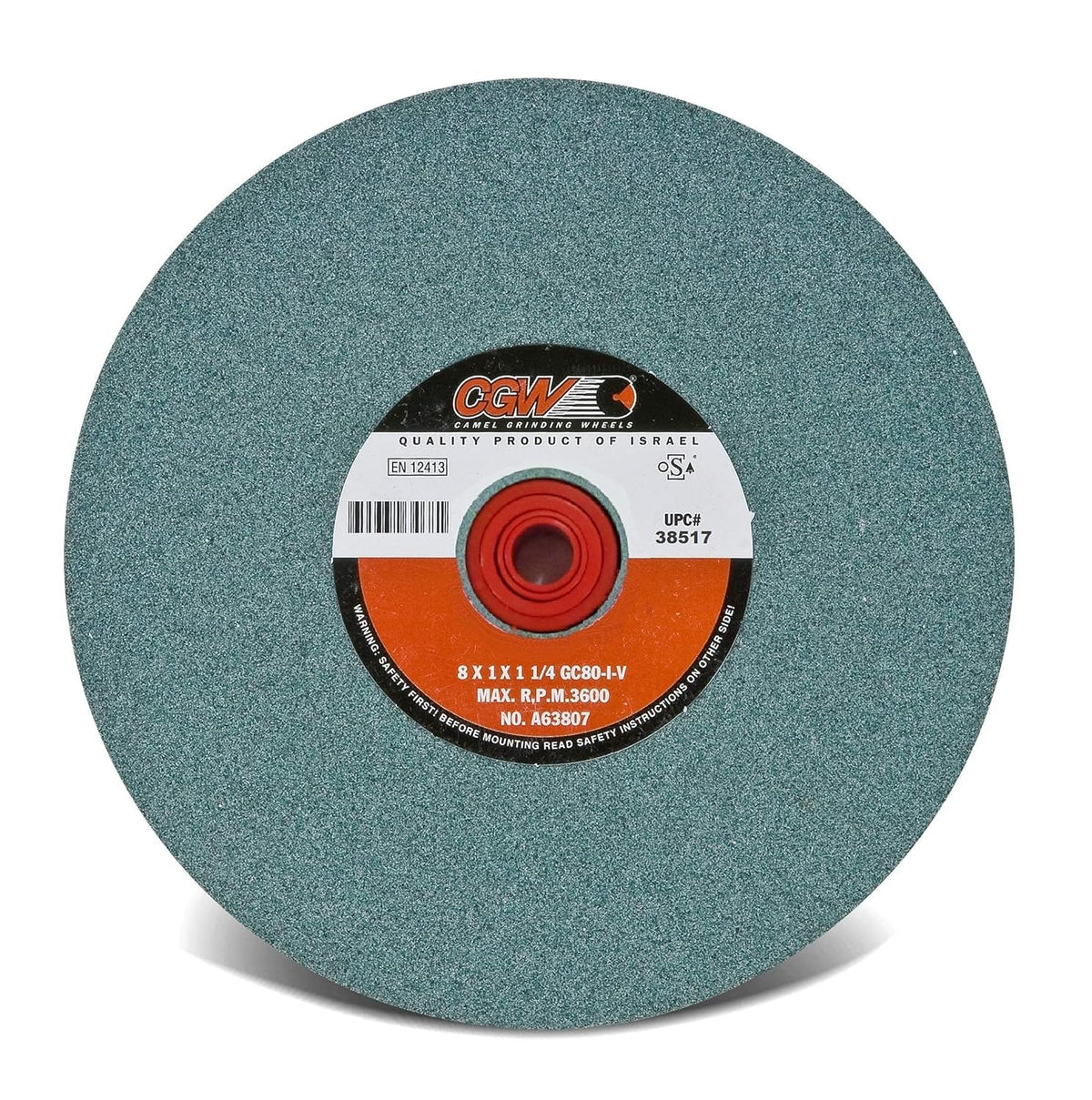 CGW Abrasives 8X1X1-1/4 T1 GC100IV Green Silicon Carbide Vitrified Bench and Pedastal Wheels Type 1 - Wheel 1 Pack