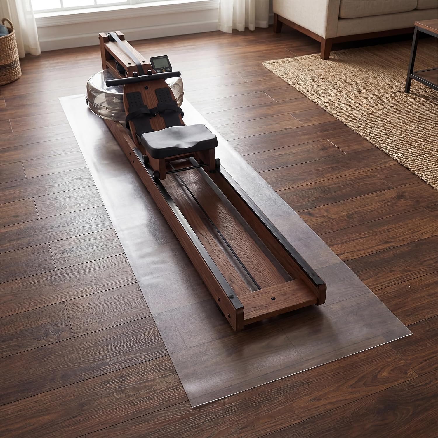 PVC Treadmill Walking Pad Mat, 100 * 35 Inch Transparent Exercise Bike Mat for Carpet & Hardwood Floors, Non-Slip