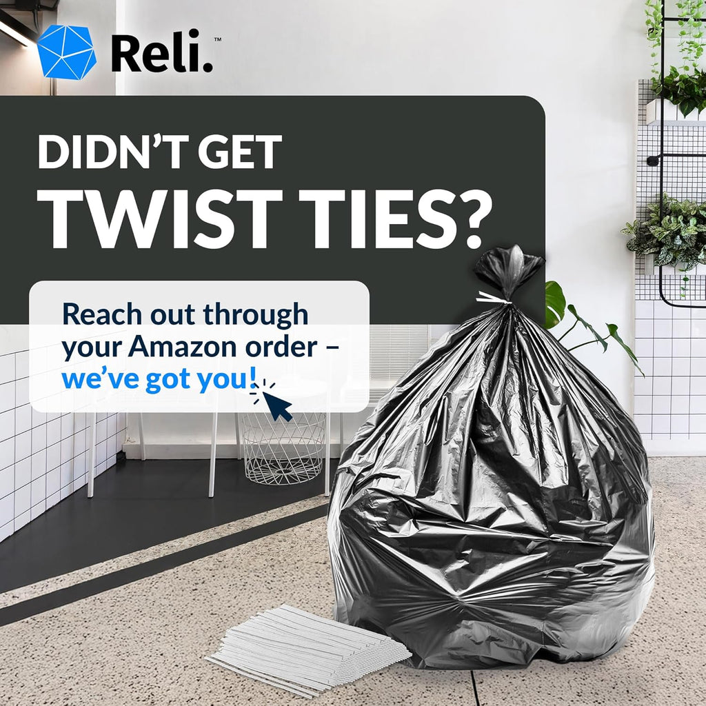40 to 45 Gallon Trash Bags Heavy Duty | 250 Trash Bags, Twist Ties | Black, Serious Garbage Cleanup | Large Garbage
