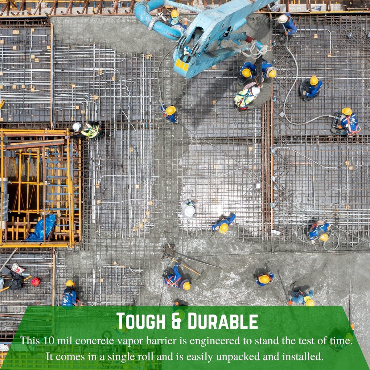 Concrete Vapor Barrier - 10 mil - Heavy Duty Plastic Tarp, Polyolefin Vapor Barrier Plastic Sheeting, Painters Tarp