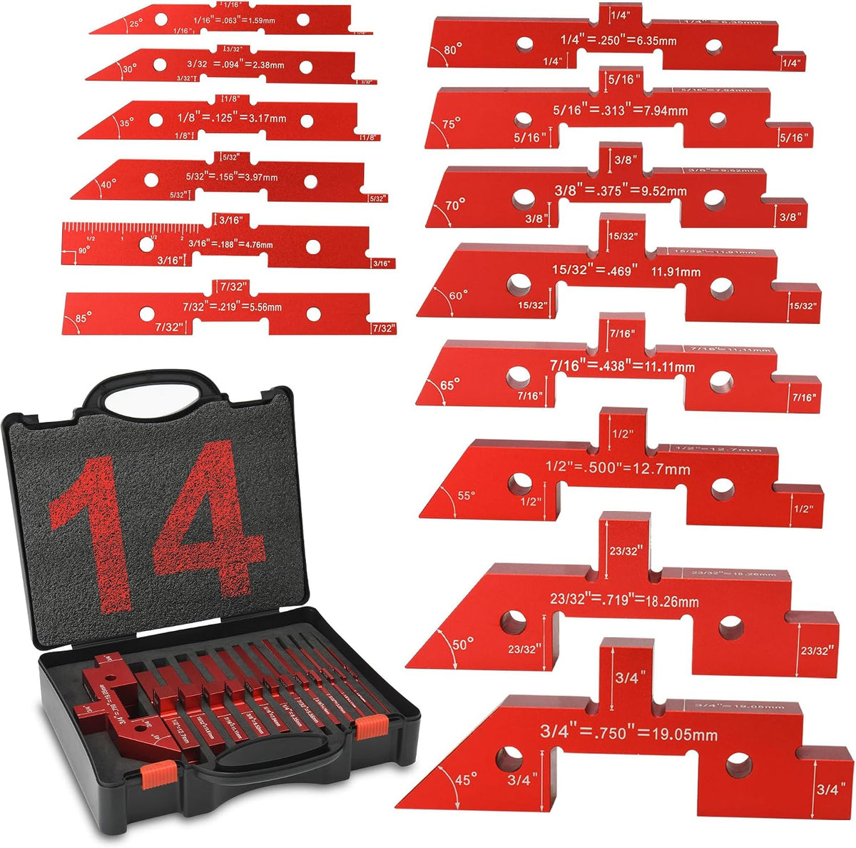 14P Setup Blocks for Woodworking to Router Table Height/Angle Gauge