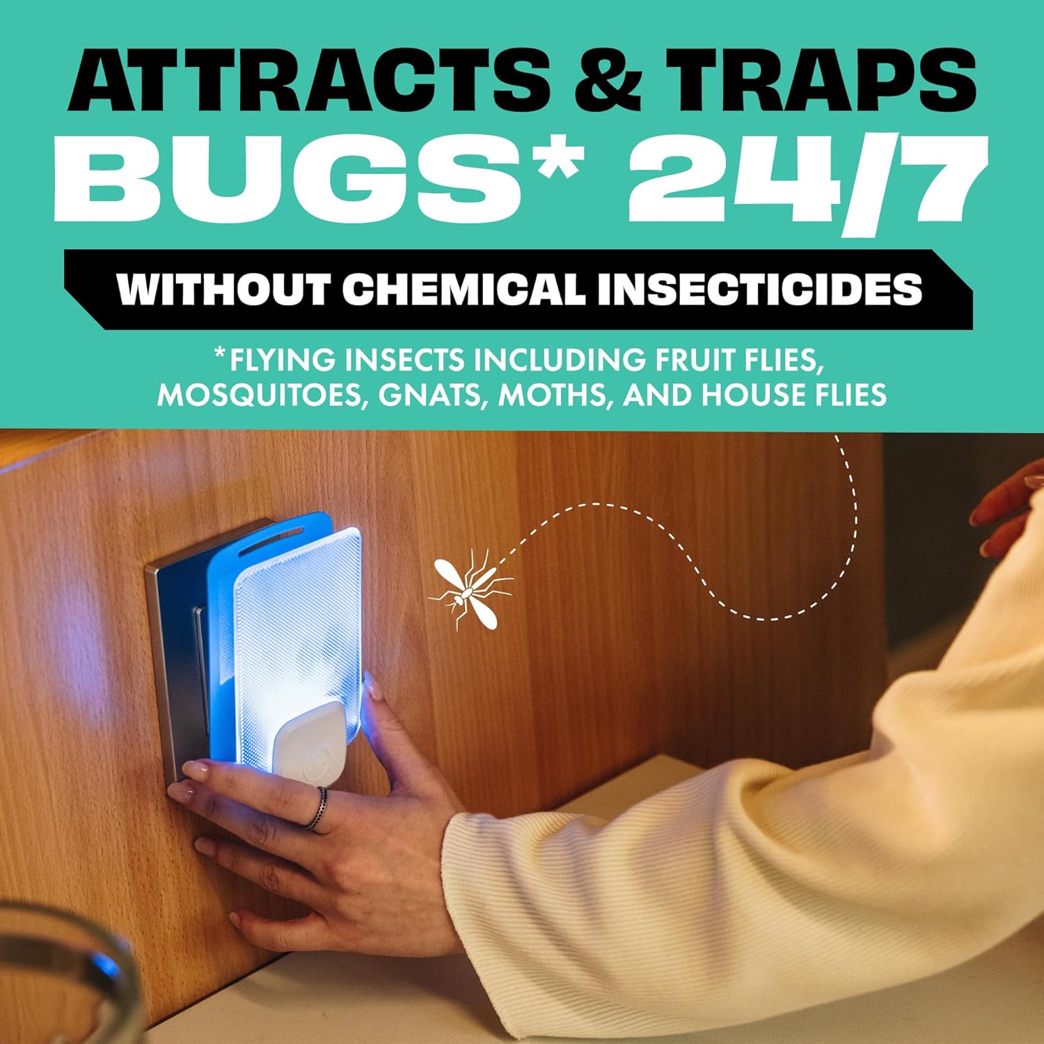 Insect Trap - Indoor Fruit Fly & Gnat Pest Control for House, Home and Kitchen, Attracts & Traps Flying Bugs, Soft