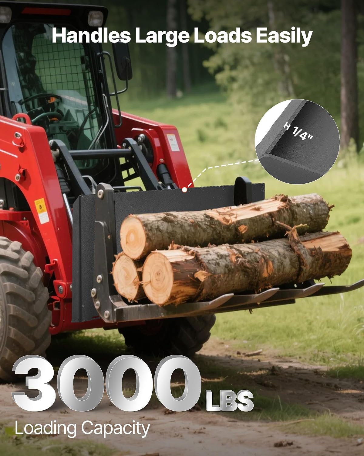 1/4 in Skid Steer Mount Plate, Universal Quick Attach Mount Plate, Easy to Bolt, 3000lbs Load Capacity, Heavy Duty