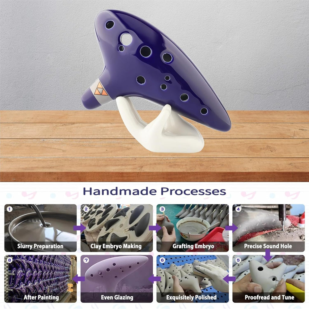 Zelda Ocarina 12 Hole Alto C with Song Book (Songs From the Legend of Zelda) with Display Stand Protective Bag