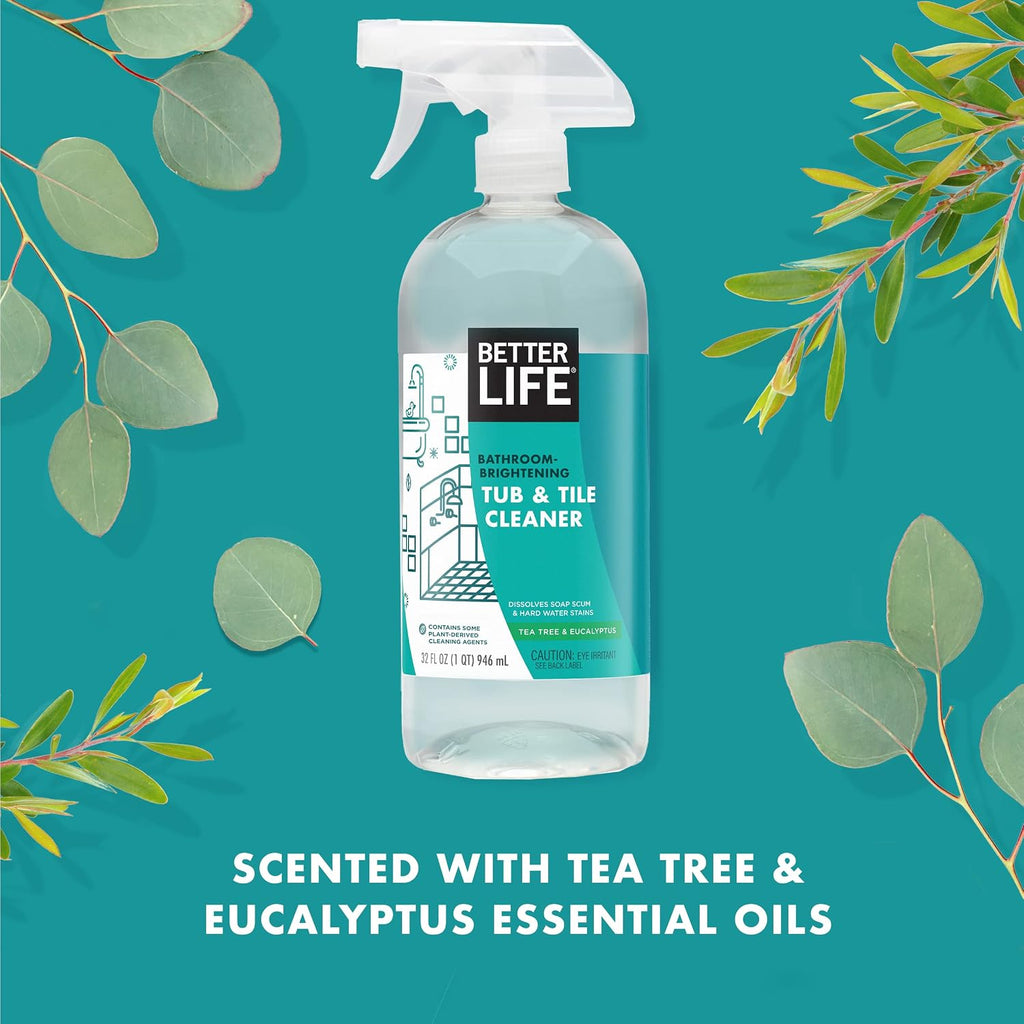Bathroom Cleaner - Tea Tree Bathtub & Shower Cleaner Spray for Glass and Tile - Foaming Mold and Mildew Remover for