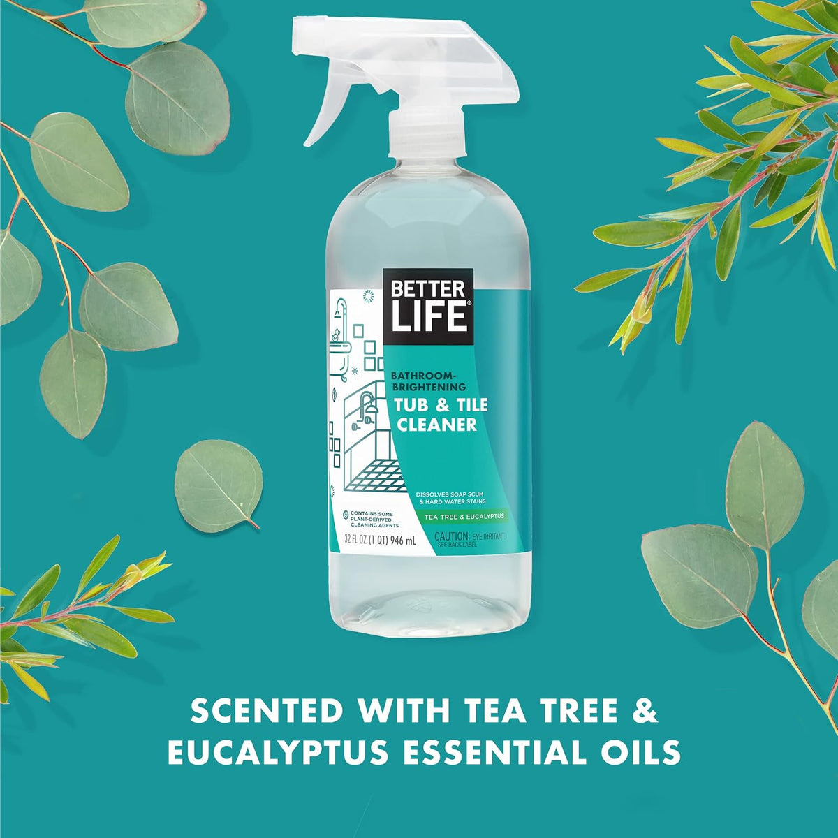 Bathroom Cleaner - Tea Tree Bathtub & Shower Cleaner Spray for Glass and Tile - Foaming Mold and Mildew Remover for