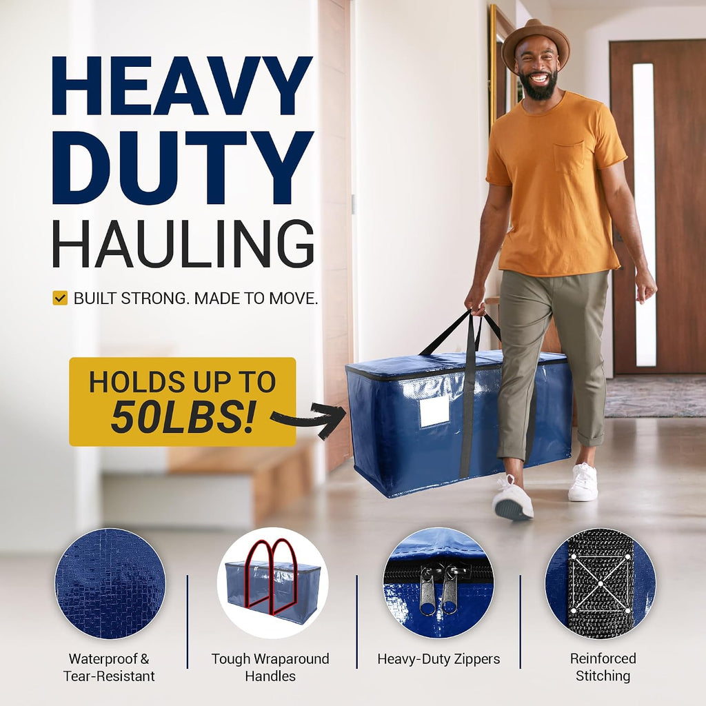 Moving Bags Heavy Duty (2 Pack) Blue Extra Large Totes