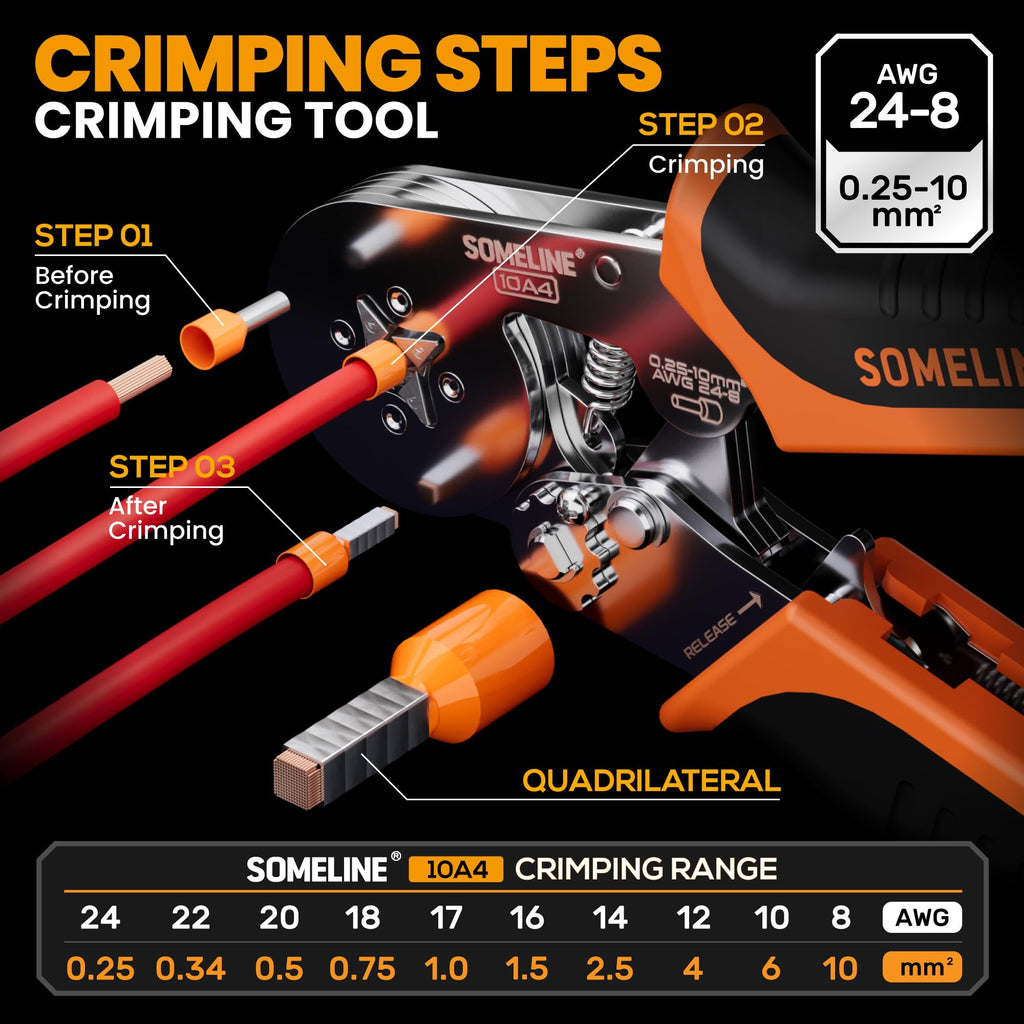 SOMELINE Ferrule Crimping Tool Kit, 24-8 AWG Crimper 18 Sizes Wire Ferrules