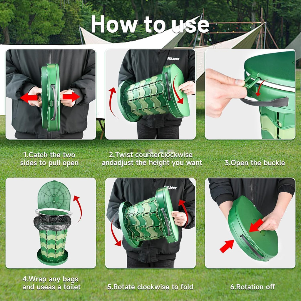 Portable Toilet Kit, Portable Camping Toilet with Pop-Up Privacy Tent with 12 Toilet Bags, Tents Washable Outdoor