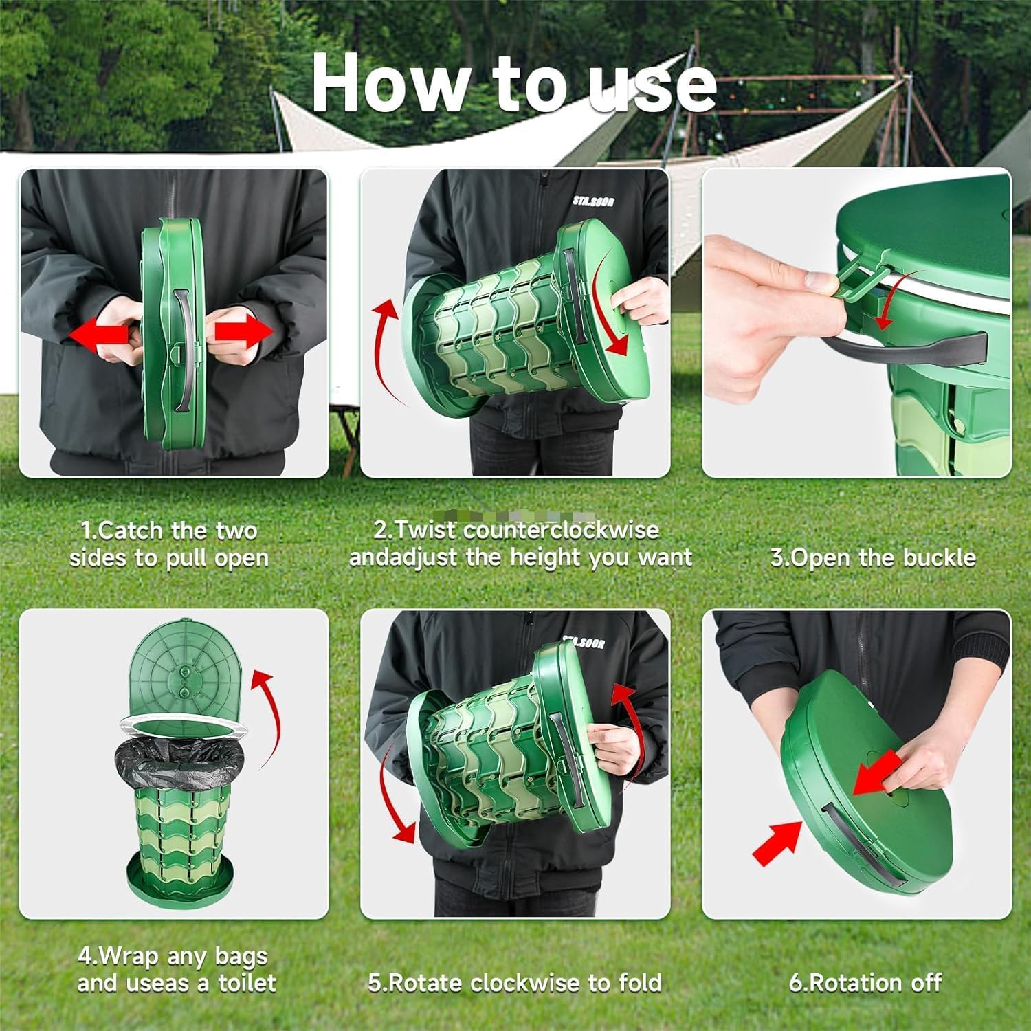 Portable Toilet Kit, Portable Camping Toilet with Pop-Up Privacy Tent with 12 Toilet Bags, Tents Washable Outdoor