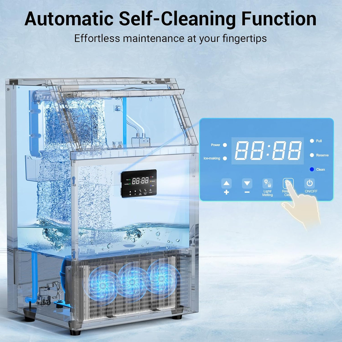 Commercial Ice Maker Machine, 200lbs/24H Ice Machine, 50Lbs Storage