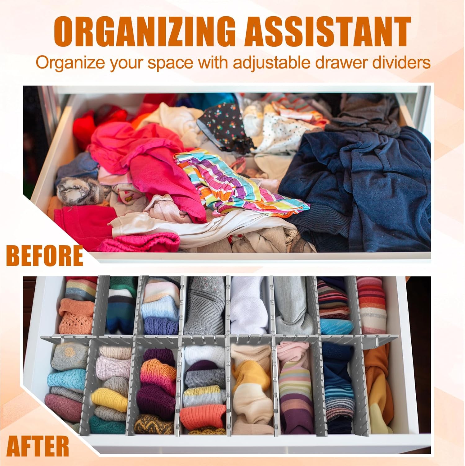 15 Pcs 5.12 Tall Drawer Divider Adjustable Drawer Organizer DIY Ultra Deep Storage Organizer Separator with Fixed
