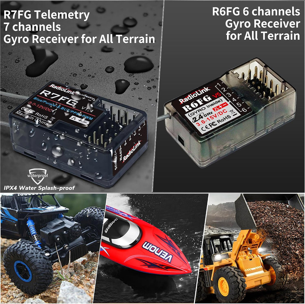 Radiolink RC6GS V3 7 Channels RC Transmitter R7FG&R6FG 2PCS Gyro Receivers | 2.4GHz 600m RC Remote and Receiver Kit