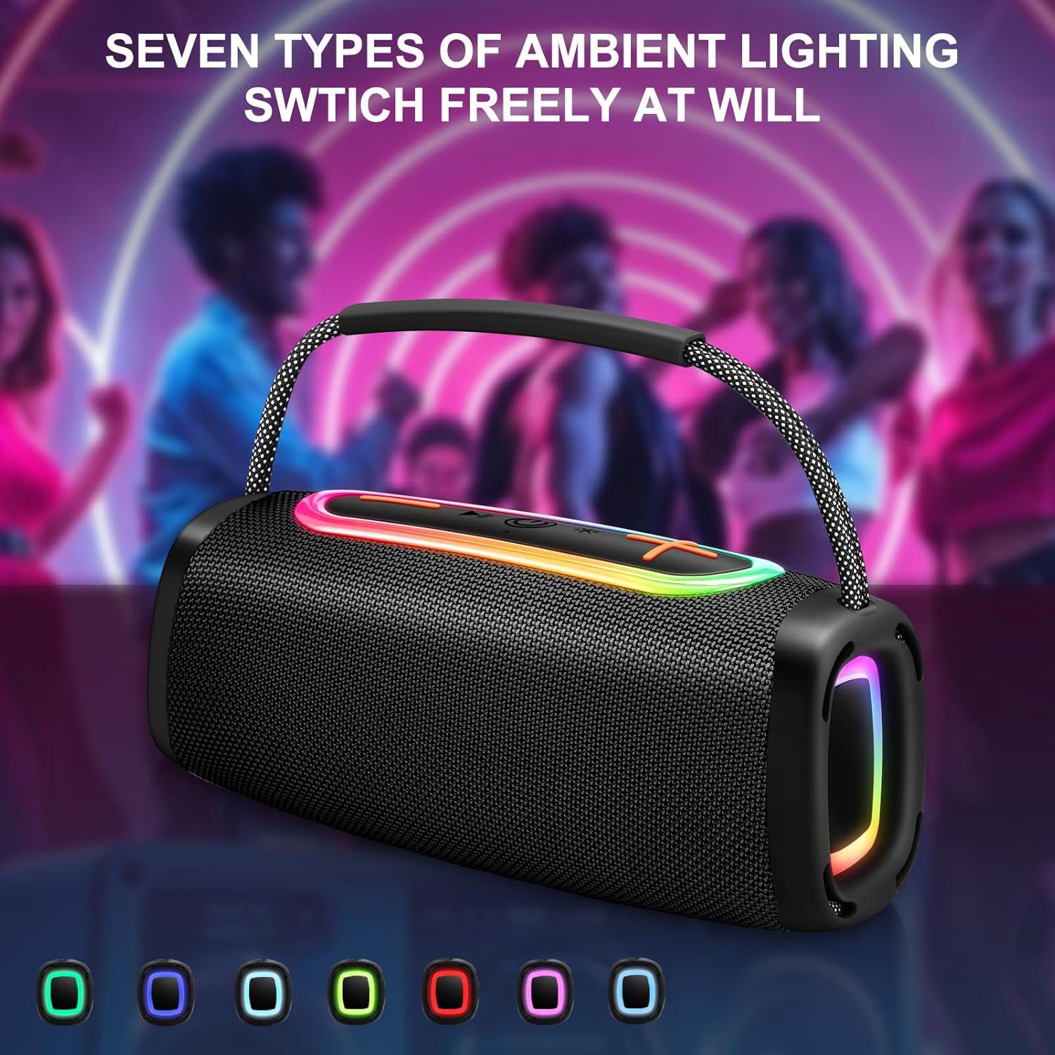 Bluetooth Speaker 60W, 36H Playtime 6000mAh BT5.4 Portable Wireless Speaker with Loud Stereo Sound, IP6 Waterproof