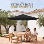 9ft Commercial Grade Patio Umbrella, 5-Year Fade Resistant 260 GSM Polyester Canopy, Rustproof Aluminum Frame, Smooth