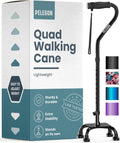 Quad Cane (300 lb) - Adjustable Walking Cane with A Large 4 Pronged Base for Extra Balance & Stability, Walking Canes