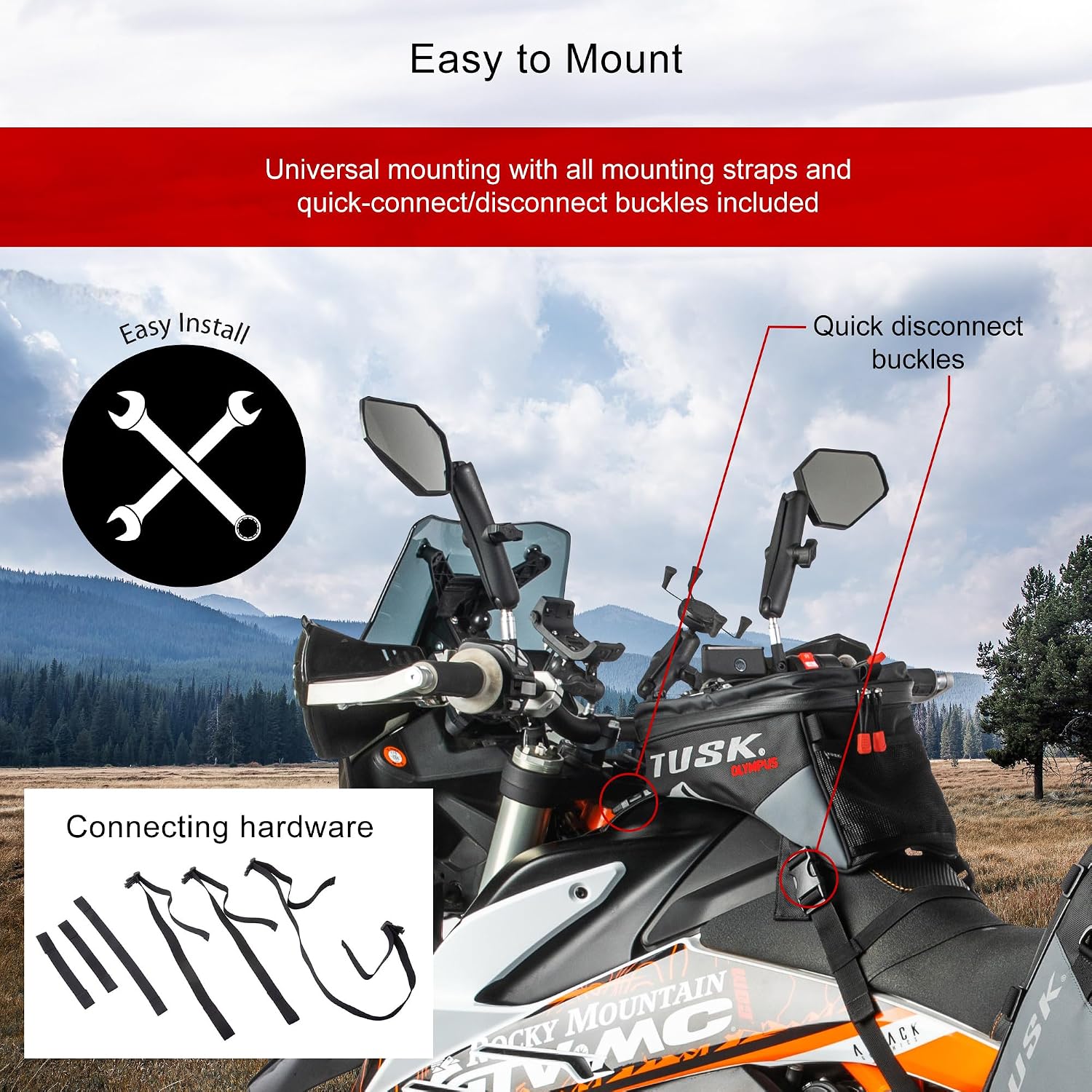 Olympus Tank Bag Large – 8L Motorcycle Luggage, Black/Grey, Waterproof Zippers, Phone Map Pocket, Fits ADV, Dual