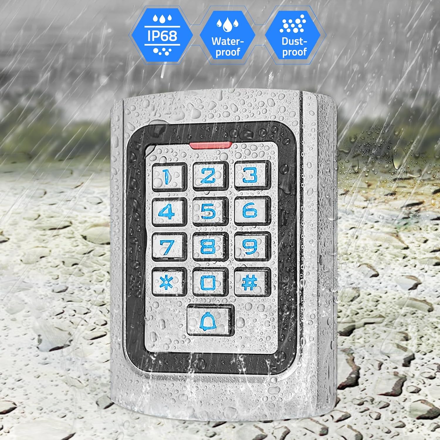 Universal Wired Access Control Keypad, PIN Code & ID Card Metal Door Keypad | 12V DC Door Key pad, IP68 Waterproof