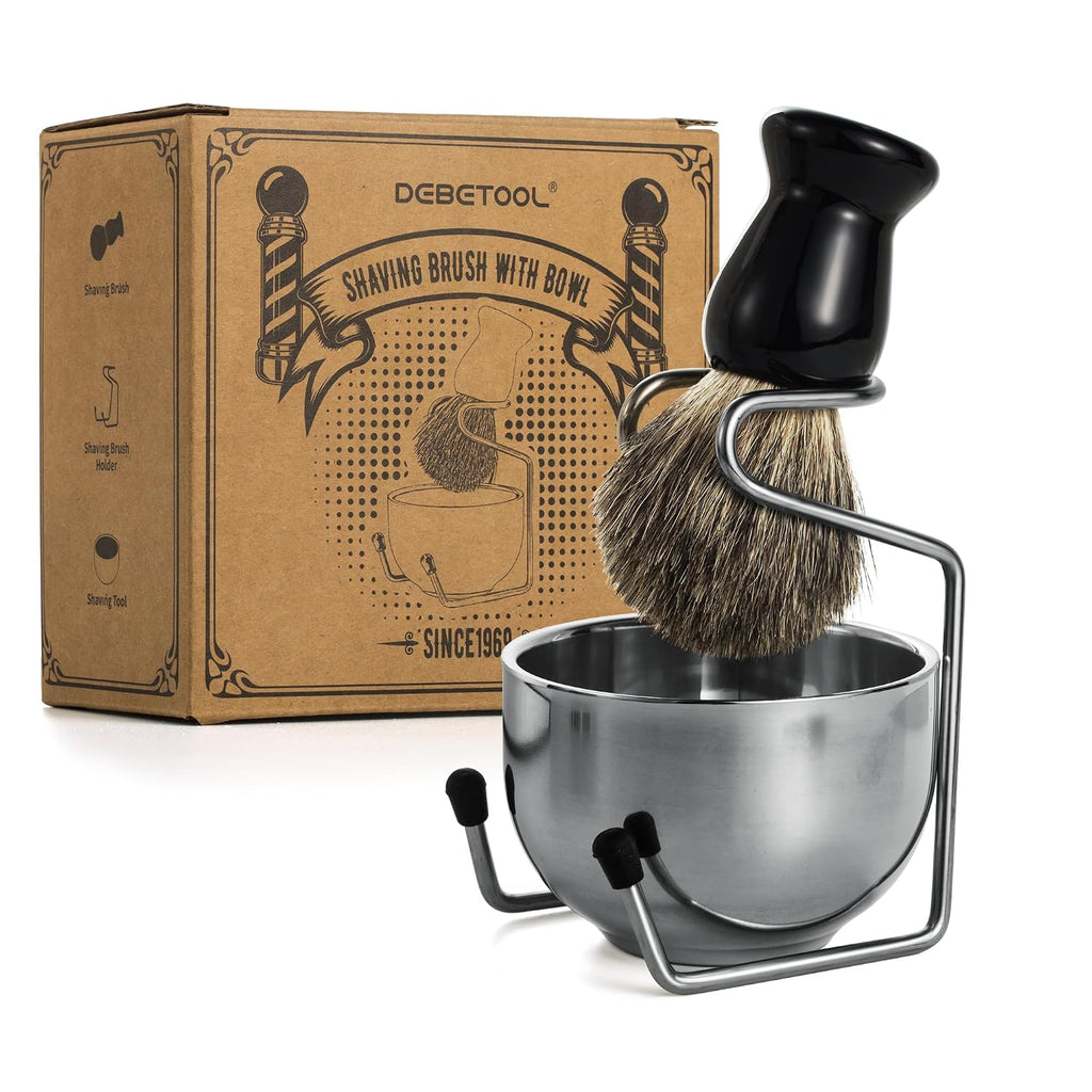 Pure Badger Hair Shaving Brush and Bowl | Premium Shaving Brushes for Men, Exfoliating Wet Shave Gift for Father's Day