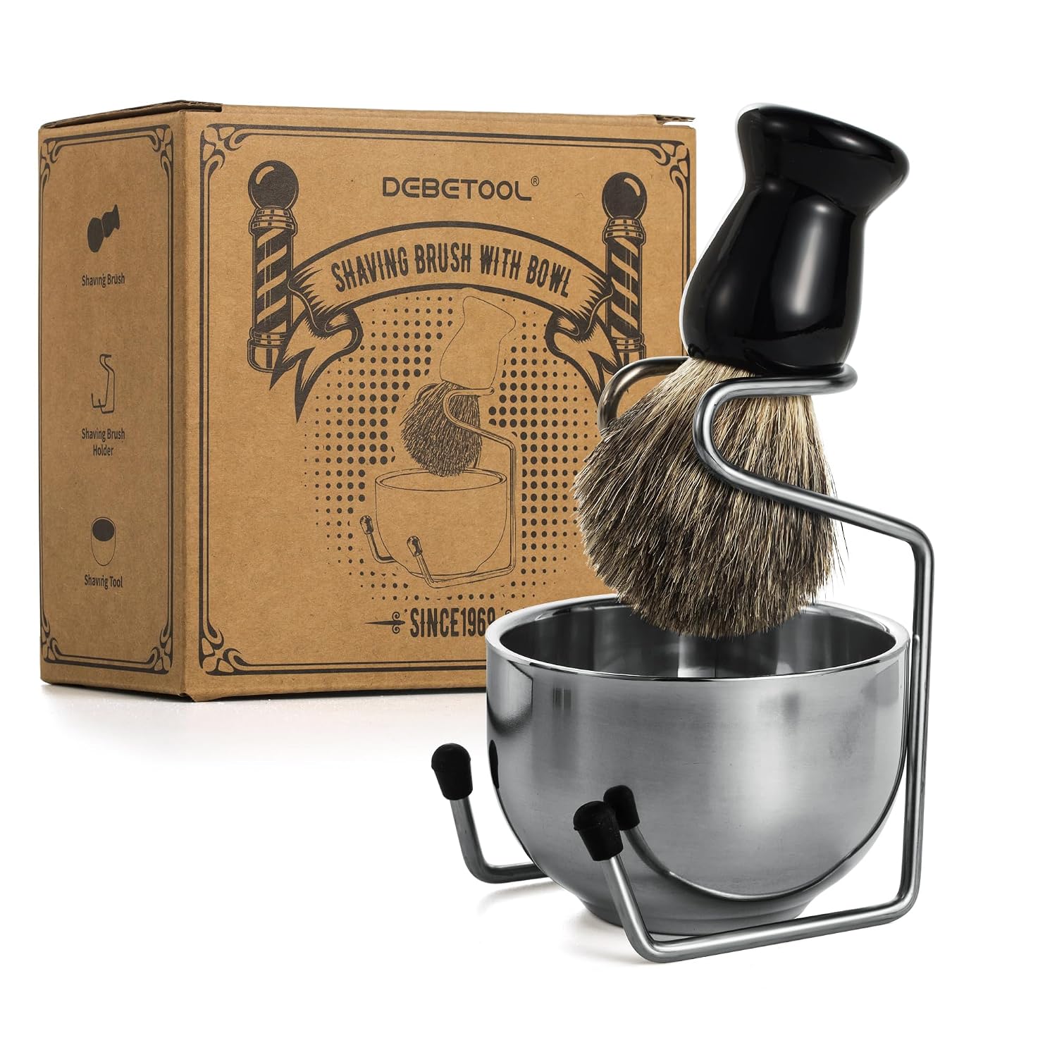 Pure Badger Hair Shaving Brush and Bowl | Premium Shaving Brushes for Men, Exfoliating Wet Shave Gift for Father's Day