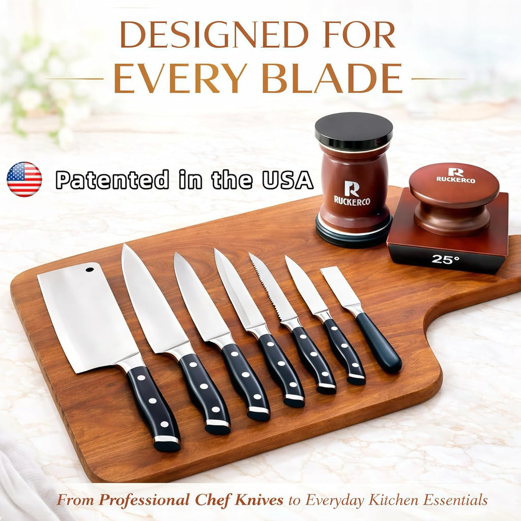 The Original Patented Knife Sharpener Kit, 4 Replaceable Ceramic Grinding Discs,Rolling Knife Sharpener 15& 20& 12&