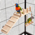 Bird Perches Platform Swing with Climbing Ladder, Parakeet Cage Accessories Wooden Playing Gyms Exercise Sturdy for