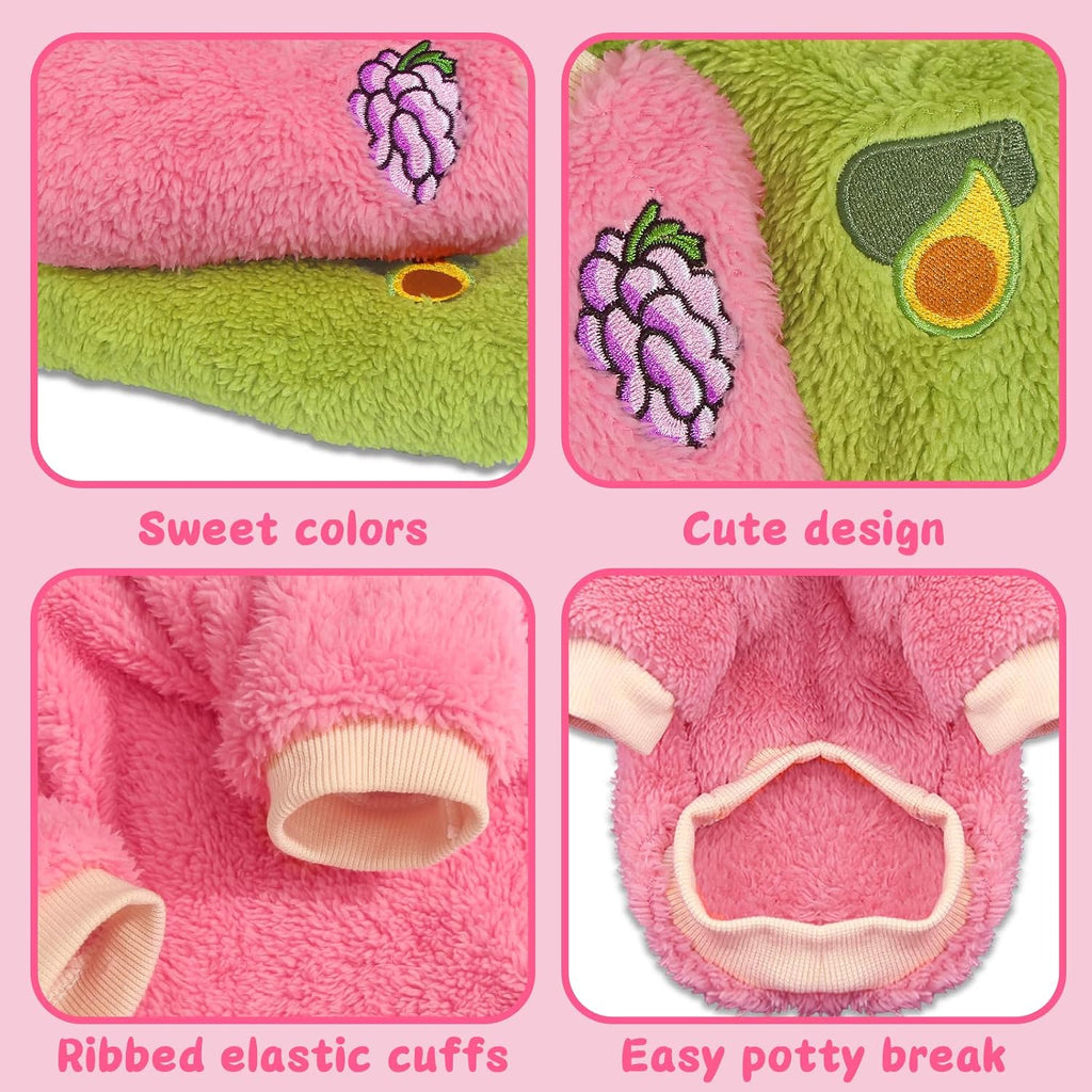 XXS Dog Sweaters for Small Dogs Girl, 2 Pack Warm Fleece Dog Sweater for Winter, Cute Puppy Clothes Small Doggie Coat