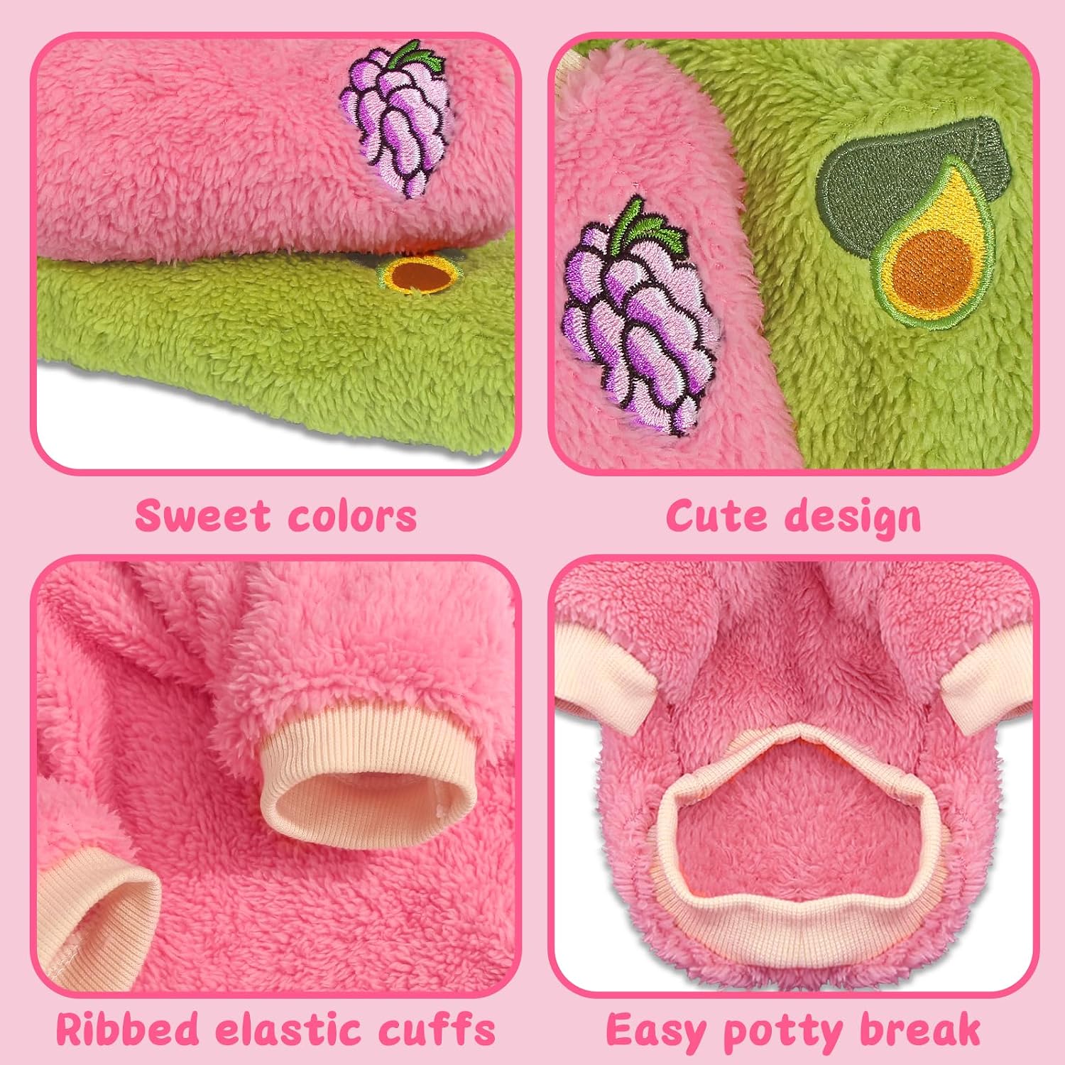 XXS Dog Sweaters for Small Dogs Girl, 2 Pack Warm Fleece Dog Sweater for Winter, Cute Puppy Clothes Small Doggie Coat