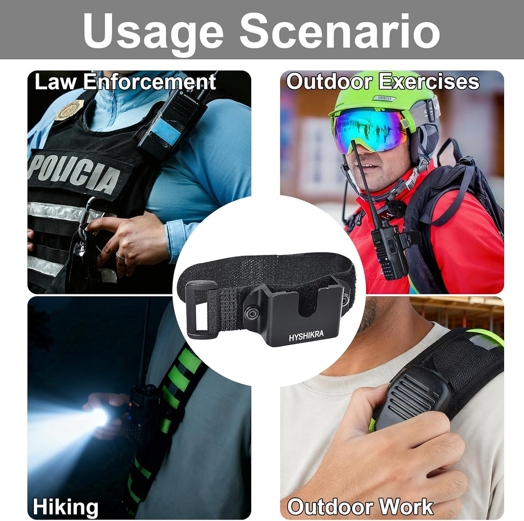 Universal Two-Way Radio Mount for Backpacks & Shoulder Straps - Heavy-Duty Hook and Loop Design for Baofeng Kenwood