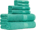 6-Piece Oversized Fade-Resistant Towel Set, 100% Cotton, Highly Absorbent, Soft, Teal, 2 Bath Towels, 2 Hand Towels