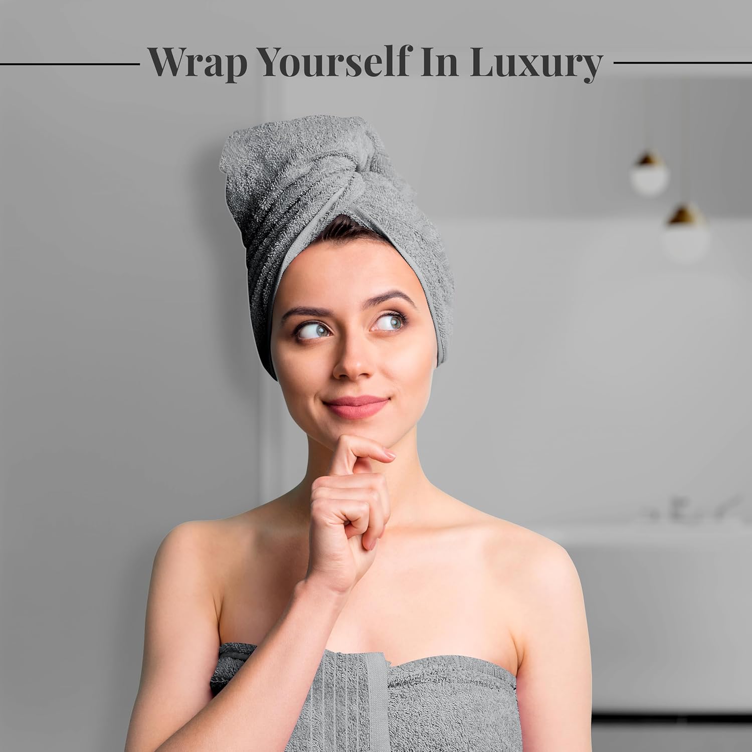 8 Piece Towel Set, 2 XL Bath, 2 Hand, 4 Washcloth, Cool Grey | 100% Cotton, Lighter Weight, Quicker to Dry, Super